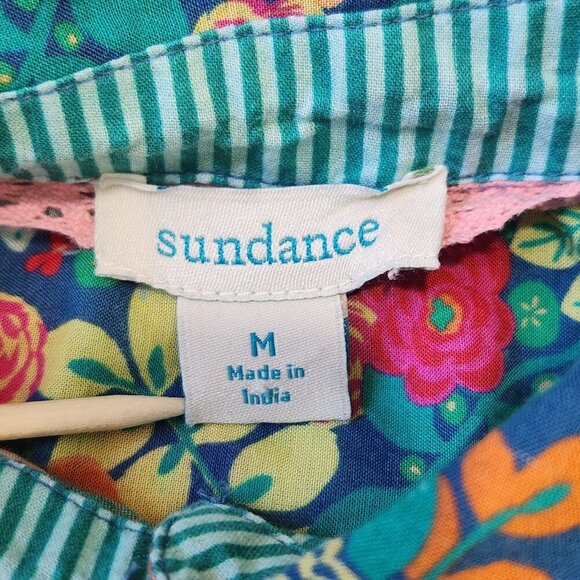 Sundance Rosie Vines Puff Sleeve Blouse M Multicolor Button Up Cottage Prairie - Picture 5 of 10